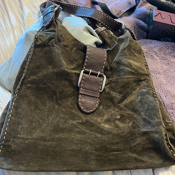 Carla Mancini army green suede purse - Picture 3 of 4